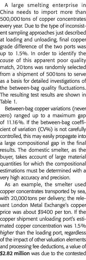 A large smelting enterprise in China needs to import more than 500,000 tons of copper concentrates every year  Due to   