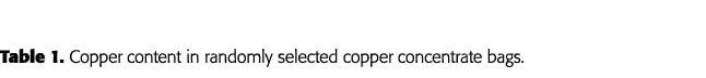 Table 1  Copper content in randomly selected copper concentrate bags 