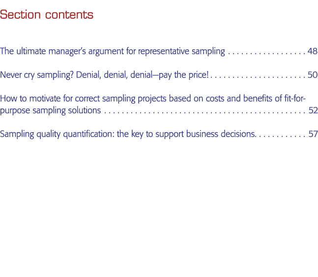 Section contents The ultimate manager s argument for representative sampling 48 Never cry sampling  Denial, denial, d   
