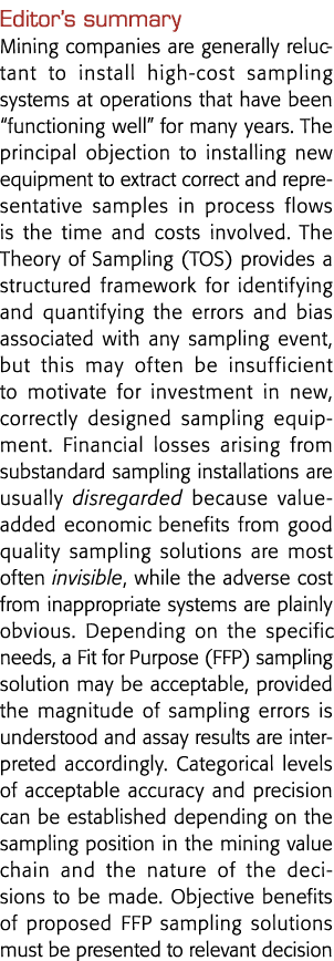 Editor s summary  Mining companies are generally reluctant to install high-cost sampling systems at operations that h   