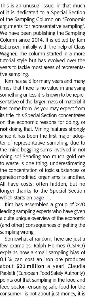 This is an unusual issue, in that much of it is dedicated to a Special Section of the Sampling Column on  Economic ar   