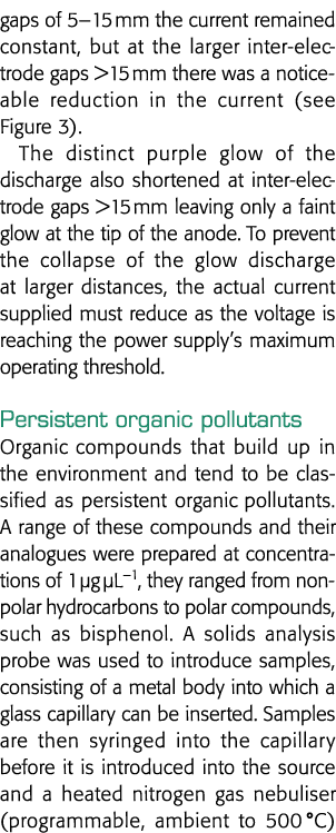 gaps of 5 15 mm the current remained constant, but at the larger inter-electrode gaps  15 mm there was a noticeable r   