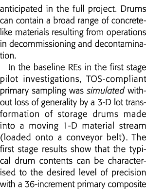 anticipated in the full project  Drums can contain a broad range of concrete-like materials resulting from operations   