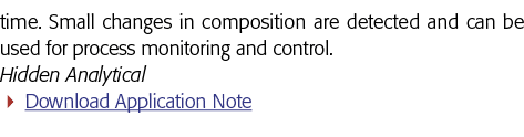time  Small changes in composition are detected and can be used for process monitoring and control  Hidden Analytical   