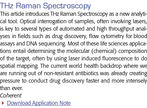 THz Raman Spectroscopy This article introduces THz Raman Spectroscopy as a new analytical tool  Optical interrogation   