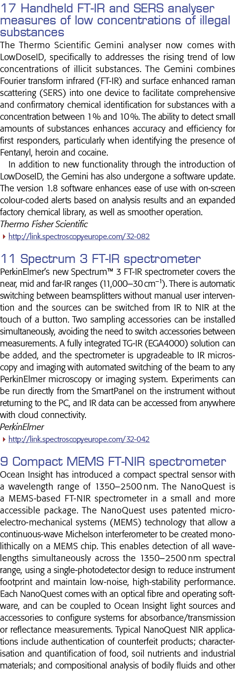 17 Handheld FT-IR and SERS analyser measures of low concentrations of illegal substances The Thermo Scientific Gemini   