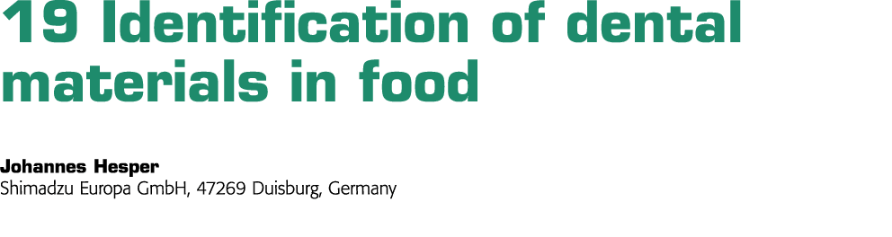 19 Identification of dental materials in food Johannes Hesper Shimadzu Europa GmbH, 47269 Duisburg, Germany 