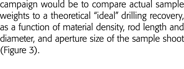 campaign would be to compare actual sample weights to a theoretical  ideal  drilling recovery, as a function of mater   
