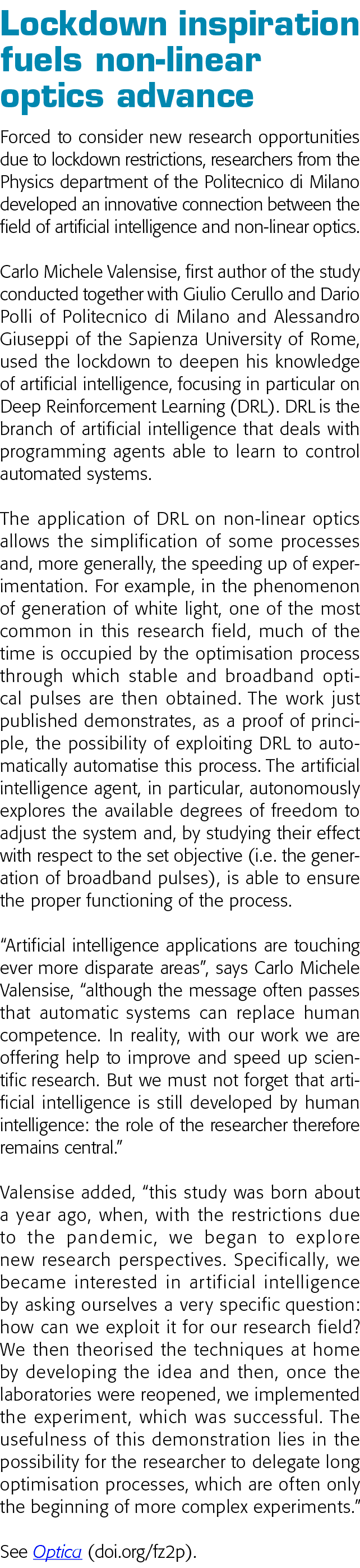 Lockdown inspiration fuels non-linear optics advance Forced to consider new research opportunities due to lockdown re   