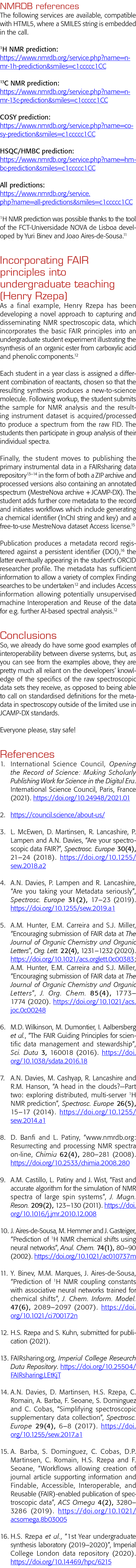 NMRDB references The following services are available, compatible with HTML5, where a SMILES string is embedded in th   