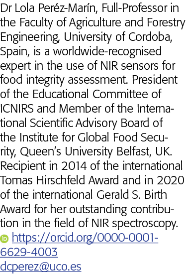 Dr Lola Peréz-Marín, Full-Professor in the Faculty of Agriculture and Forestry Engineering, University of Cordoba, Sp   