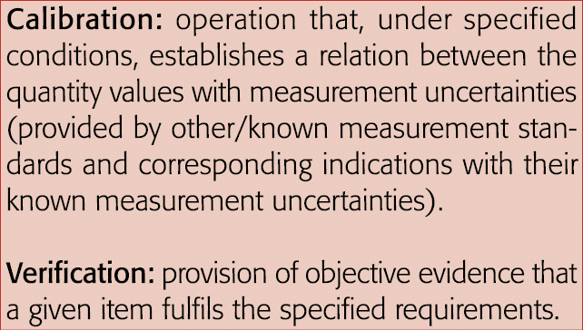Calibration: operation that, under specified conditions, establishes a relation between the quantity values with meas   