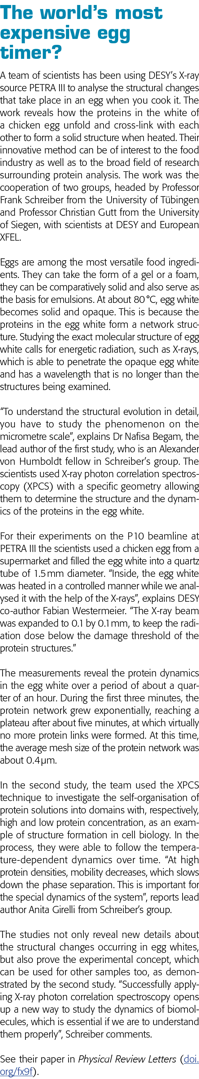 The world s most expensive egg timer  A team of scientists has been using DESY s X-ray source PETRA III to analyse th   