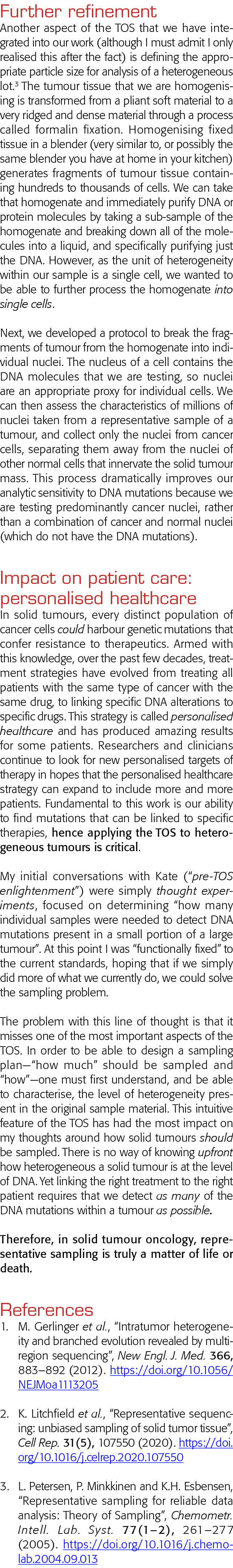 Further refinement Another aspect of the TOS that we have integrated into our work (although I must admit I only real   