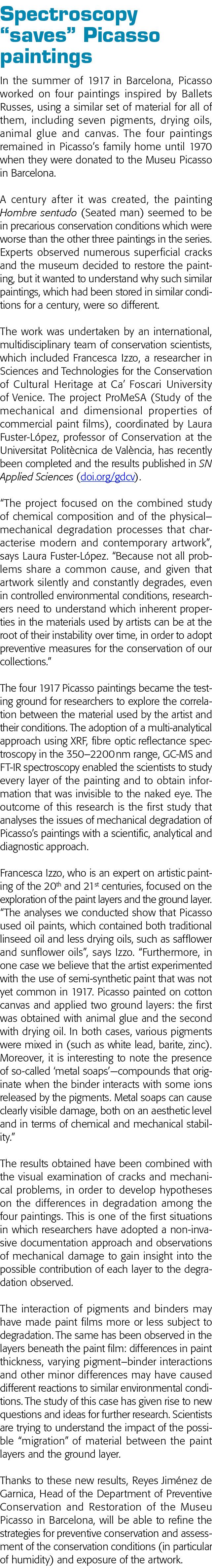 Spectroscopy  saves  Picasso paintings In the summer of 1917 in Barcelona, Picasso worked on four paintings inspired    