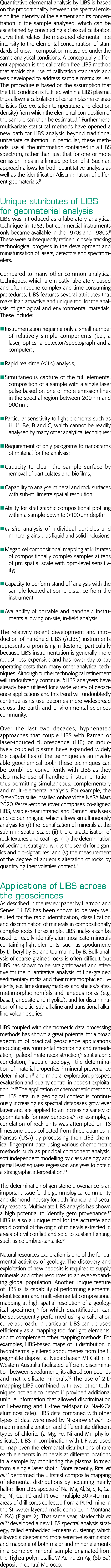 Quantitative elemental analysis by LIBS is based on the proportionality between the spectral emission line intensity    