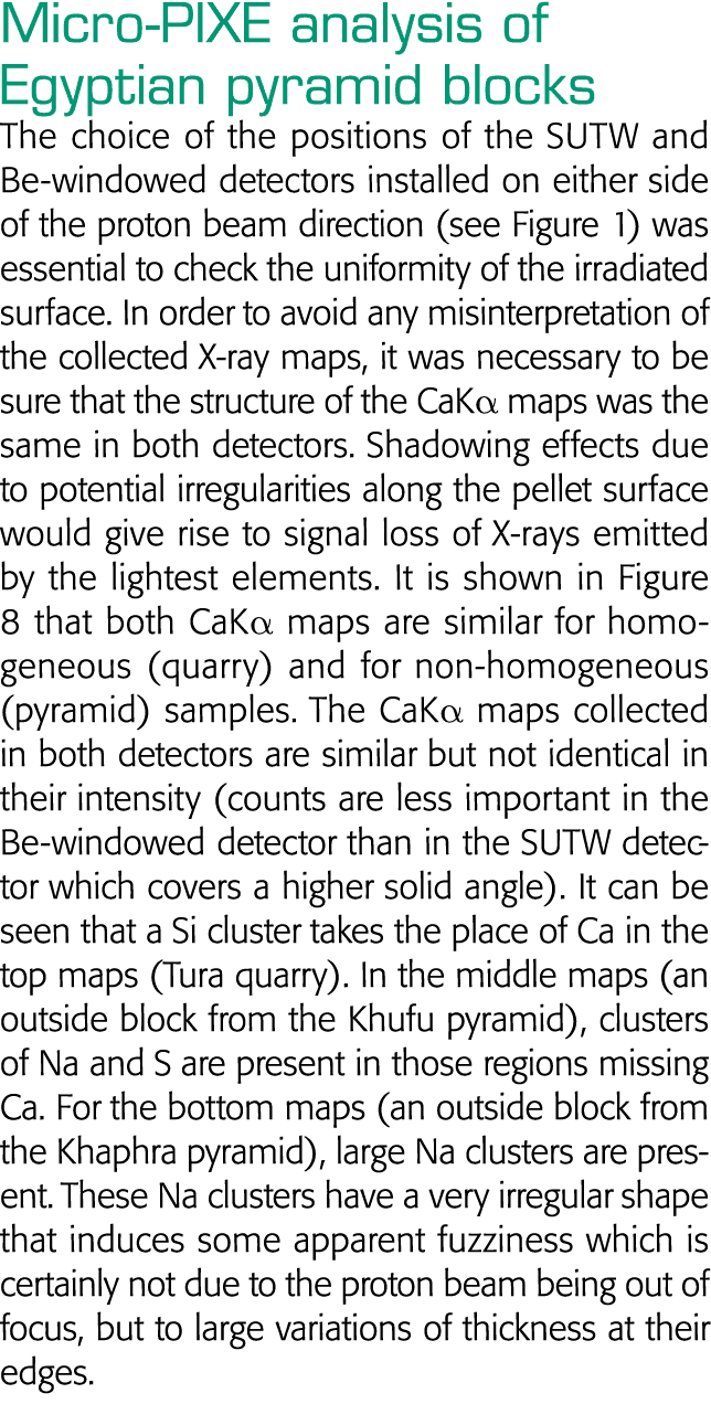 Micro-PIXE analysis of Egyptian pyramid blocks The choice of the positions of the SUTW and Be-windowed detectors inst   