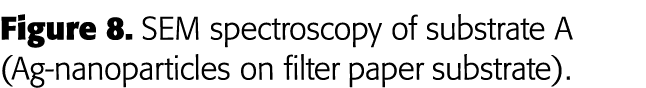 Figure 8  SEM spectroscopy of substrate A (Ag-nanoparticles on filter paper substrate) 