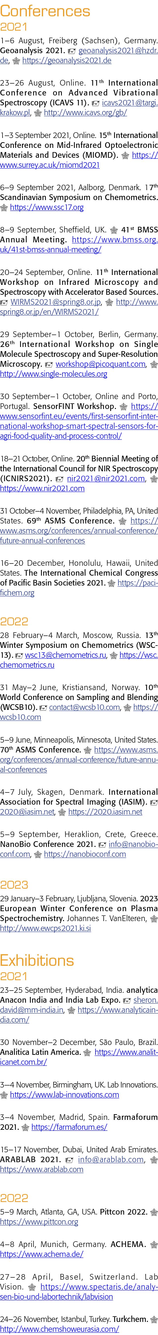 Conferences 2021 1 6 August, Freiberg (Sachsen), Germany  Geoanalysis 2021    geoanalysis2021 hzdr de,   https:  geoa   