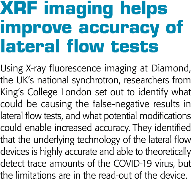 XRF imaging helps improve accuracy of lateral flow tests Using X-ray fluorescence imaging at Diamond, the UK s nation   
