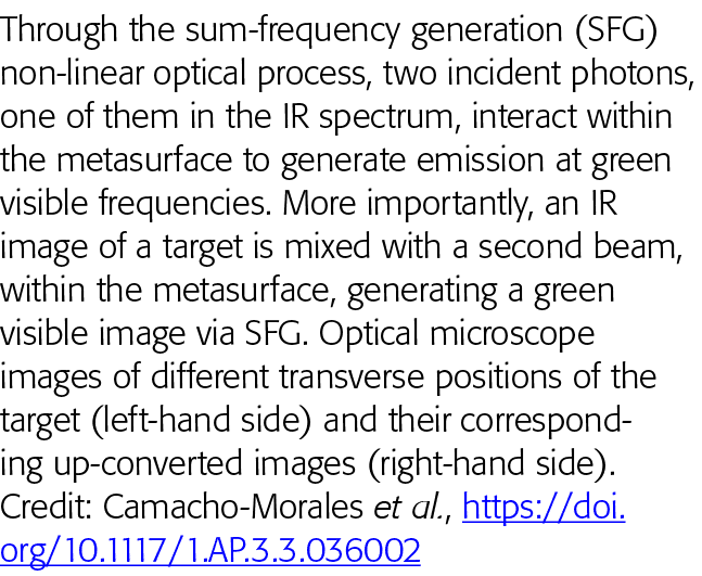 Through the sum-frequency generation (SFG) non-linear optical process, two incident photons, one of them in the IR sp   