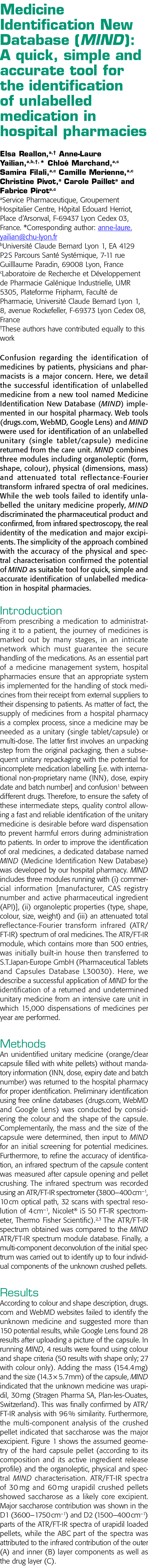  Medicine Identification New Database (MIND): A quick, simple and accurate tool for the identification of unlabelled    