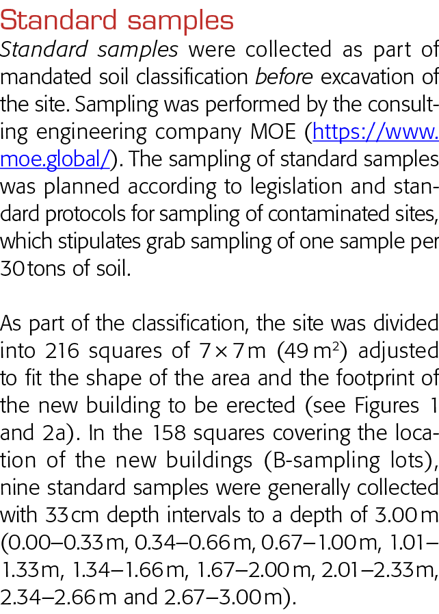 Standard samples Standard samples were collected as part of mandated soil classification before excavation of the sit   