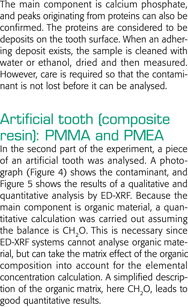 The main component is calcium phosphate, and peaks originating from proteins can also be confirmed  The proteins are    