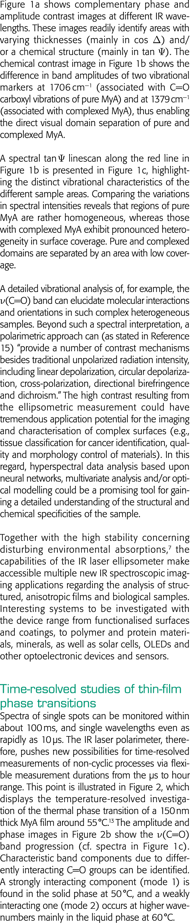 Figure 1a shows complementary phase and amplitude contrast images at different IR wavelengths  These images readily i   