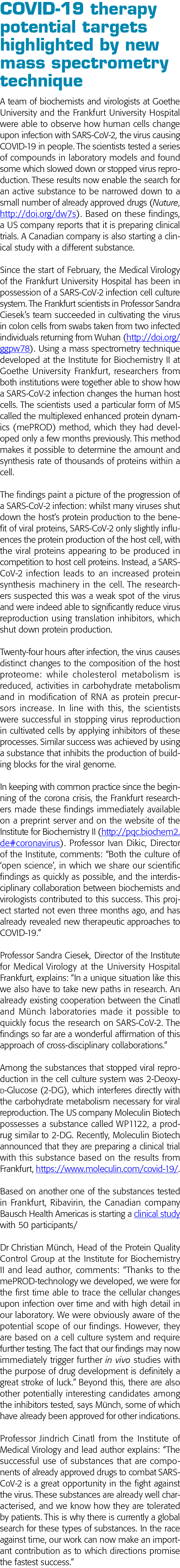 COVID-19 therapy potential targets highlighted by new mass spectrometry technique A team of biochemists and virologis   