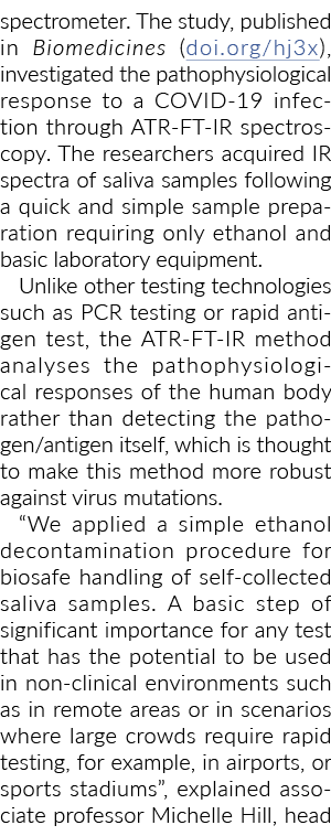 spectrometer  The study, published in Biomedicines (doi org hj3x), investigated the patho physiological response to a   
