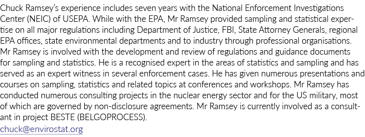 Chuck Ramsey s experience includes seven years with the National Enforcement Investigations Center (NEIC) of USEPA  W   