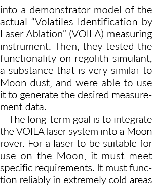 into a demonstrator model of the actual  Volatiles Identification by Laser Ablation  (VOILA) measuring instrument  Th   