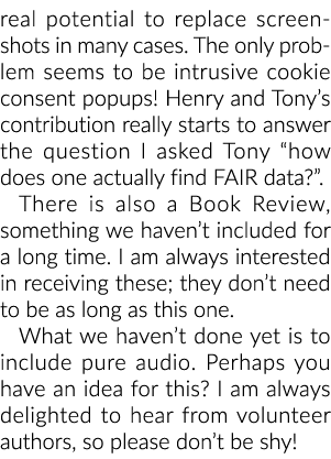 real potential to replace screenshots in many cases  The only problem seems to be intrusive cookie consent popups  He   