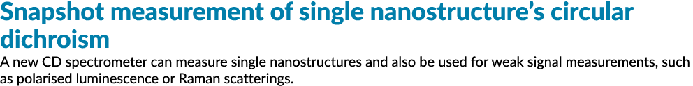 Snapshot measurement of single nanostructure s circular dichroism A new CD spectrometer can measure single nanostruct   