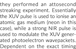 they performed an attosecond streaking experiment  Essentially the XUV pulse is used to ionise an atomic gas medium (   