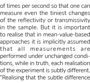 of times per second so that one can measure even the tiniest changes of the reflectivity or transmissivity in the sam   