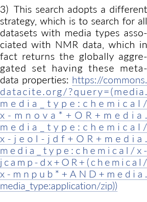 3) This search adopts a different strategy, which is to search for all datasets with media types associated with NMR    