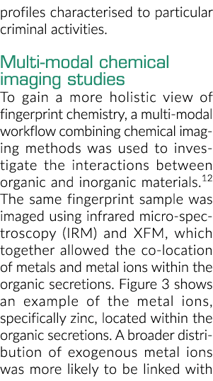 profiles characterised to particular criminal activities  Multi-modal chemical imaging studies To gain a more holisti   