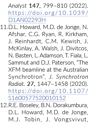 Analyst 147, 799 810 (2022)  https:  doi org 10 1039 D1AN02293H 11  D L  Howard, M D  de Jonge, N  Afshar, C G  Ryan,   