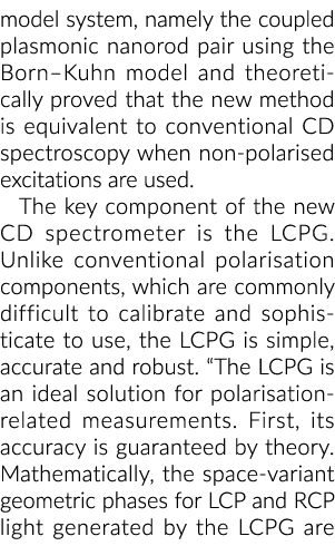 model system, namely the coupled plasmonic nanorod pair using the Born Kuhn model and theoretically proved that the n   