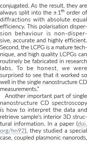 conjugated  As the result, they are always split into the   1th order of diffractions with absolute equal efficiency    