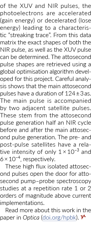 of the XUV and NIR pulses, the photoelectrons are accelerated (gain energy) or decelerated (lose energy) leading to a   
