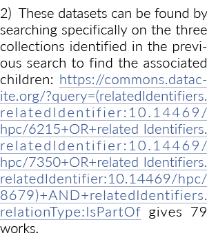 2) These datasets can be found by searching specifically on the three collections identified in the previous search t   