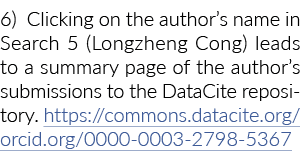 6) Clicking on the author s name in Search 5 (Longzheng Cong) leads to a summary page of the author s submissions to    