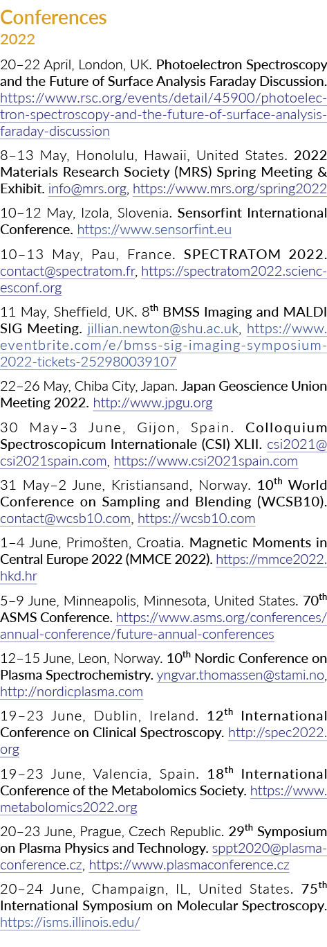 Conferences 2022 20 22 April, London, UK  Photoelectron Spectroscopy and the Future of Surface Analysis Faraday Discu   