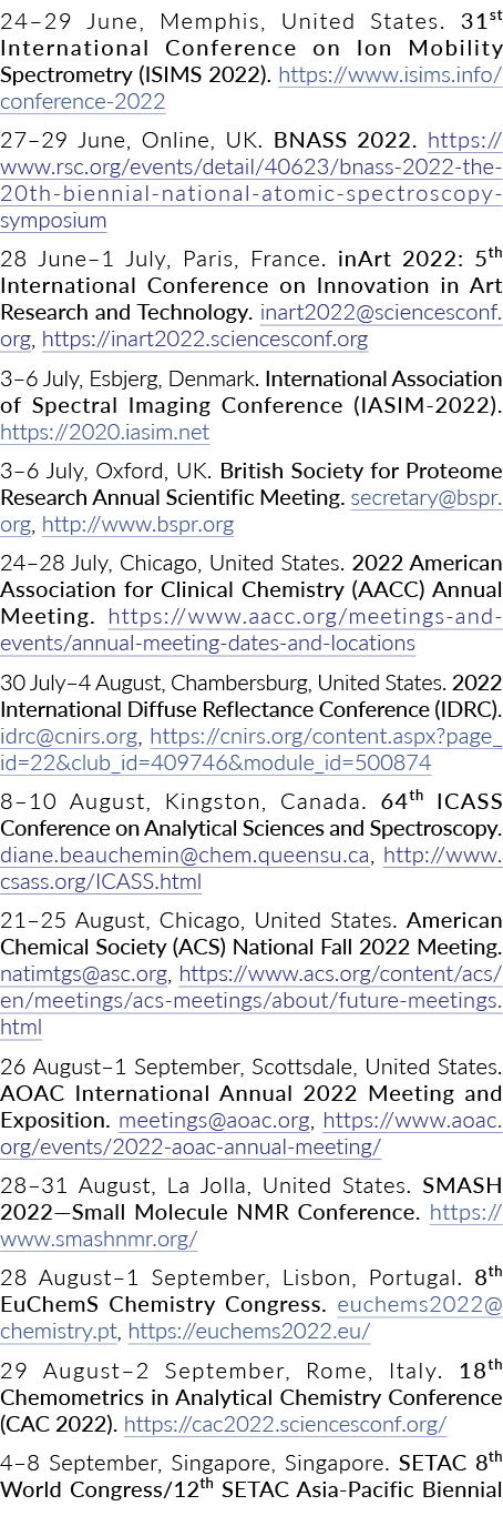 24 29 June, Memphis, United States  31st International Conference on Ion Mobility Spectrometry (ISIMS 2022)  https:     