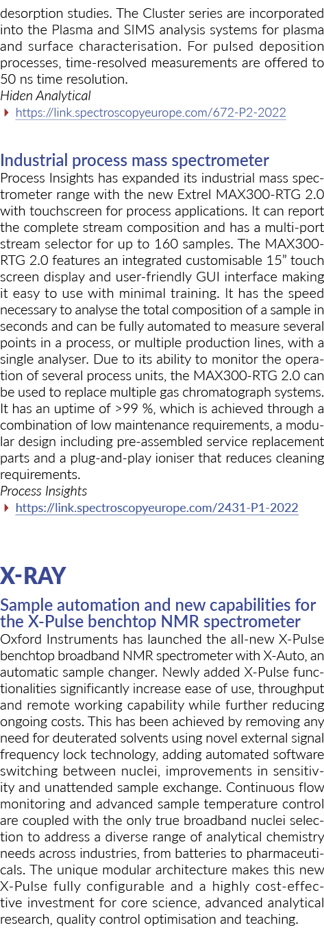 desorption studies  The Cluster series are incorporated into the Plasma and SIMS analysis systems for plasma and surf   