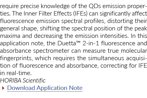 require precise knowledge of the QDs emission properties  The Inner Filter Effects (IFEs) can significantly affect fl   