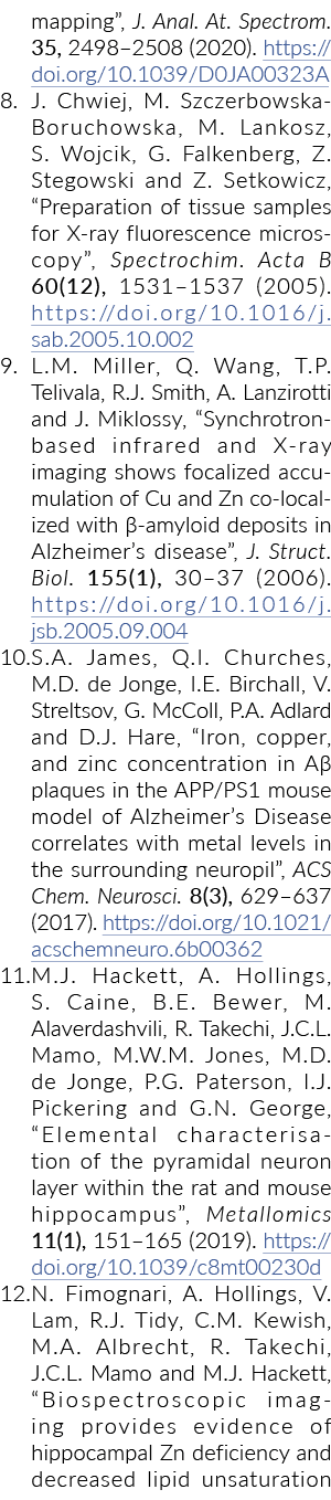 mapping , J  Anal  At  Spectrom  35, 2498 2508 (2020)  https:  doi org 10 1039 D0JA00323A 8  J  Chwiej, M  Szczerbows   